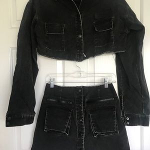 Darker Wavs Dolls Kill NWOT L denim/ canvas? crop jacket and skirt set
